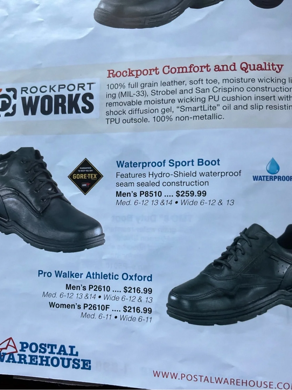 Rockport Works pro Walker, postal approved, black leather shoes men’s NWT